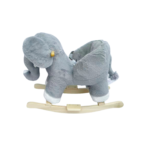 儿童骑乘摇摇马玩具，带摇篮曲，大象造型，配有手偶和安全带，适合1-3岁儿童，柔软毛绒面料，灰色，通过CPC认证-8