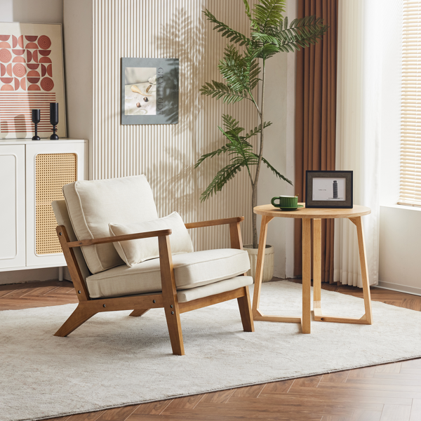 胡桃色扶手 单人休闲椅 橡木 软包 棉麻MY018-1 米白色 室内休闲椅-22