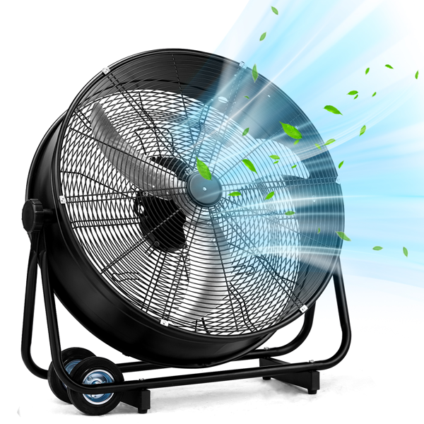 美规 MLD-30 电风扇 110V 230W 30inch  三叶 外侧双轮 单侧支撑  钢铁  筒扇 黑色  铜电机 3档  角度可调  空气循环流通-1