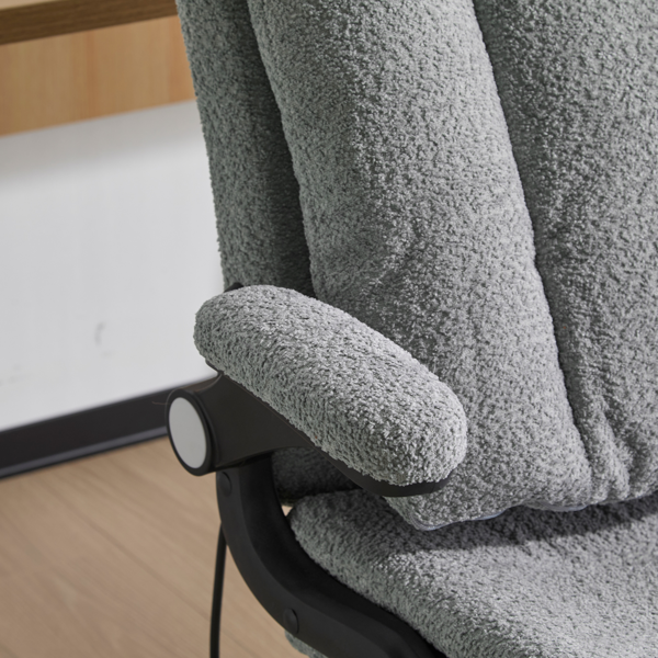 翻转式后背内置动态气囊腰靠十字交叉腿办公椅，宽座办公桌椅带翻转扶手与轮子，现代家用办公室梳妆台浅绿色十字交叉腿椅-6