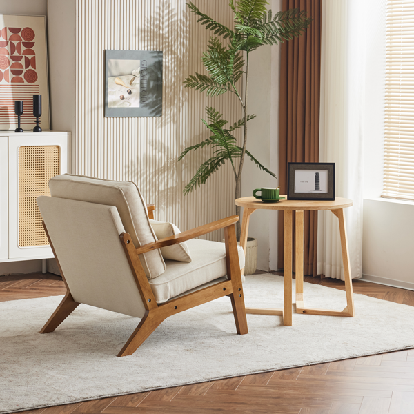 胡桃色扶手 单人休闲椅 橡木 软包 棉麻MY018-1 米白色 室内休闲椅-15