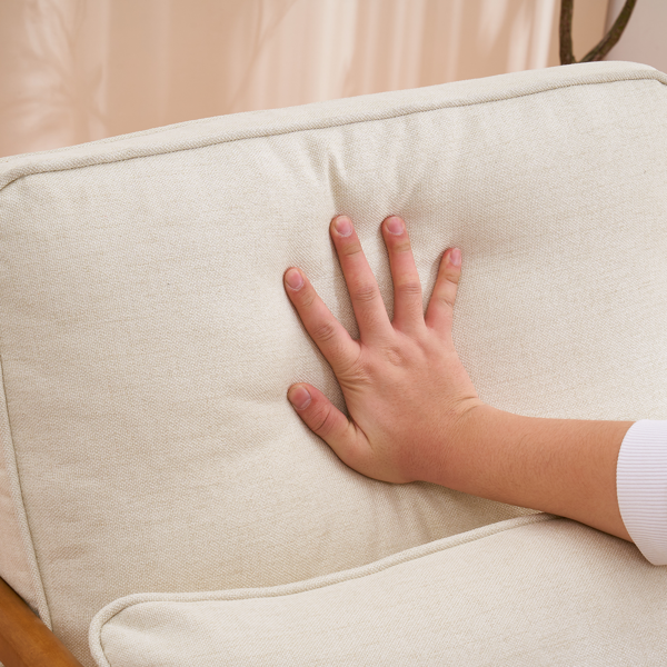 【同款编码：16753613】橡木扶手 单人休闲椅 橡木 软包 米白色 室内休闲椅-18