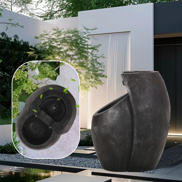 后院喷泉- 21.5“高地板站立喷泉，室内/室外现代双层瀑布，用于花园，庭院或庭院-4