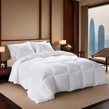 白色胖被，超大码格子绗缝，奢华酒店卧室民宿通用，柔软亲肤加厚保暖被芯，冬季被子四季通用，简约款式波西米亚风格，圣诞节礼物