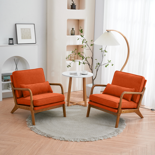 【同款编码：93084294】橡木扶手 单人休闲椅 橡木 软包 烧橙色 室内休闲椅-29