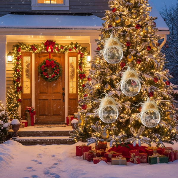 4件套4.7英寸圣诞玻璃球装饰品，用于节日树派对的壁挂装饰品FBA发货-1