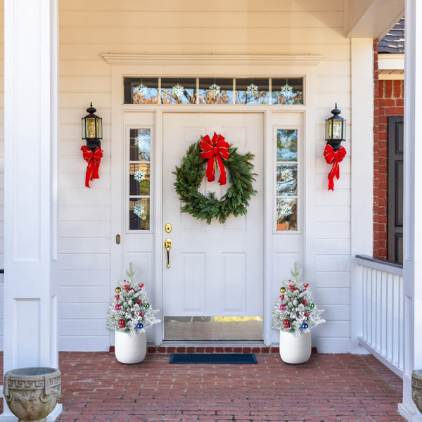 （自提可发加拿大，temu&tk下自提单）50颗LED逼真仿真圣诞树 - 8种灯光模式，自动6小时/18小时定时器及IP44防水等级，电池供电迷你树配红浆果，适用于节日家居门廊花园装饰-3