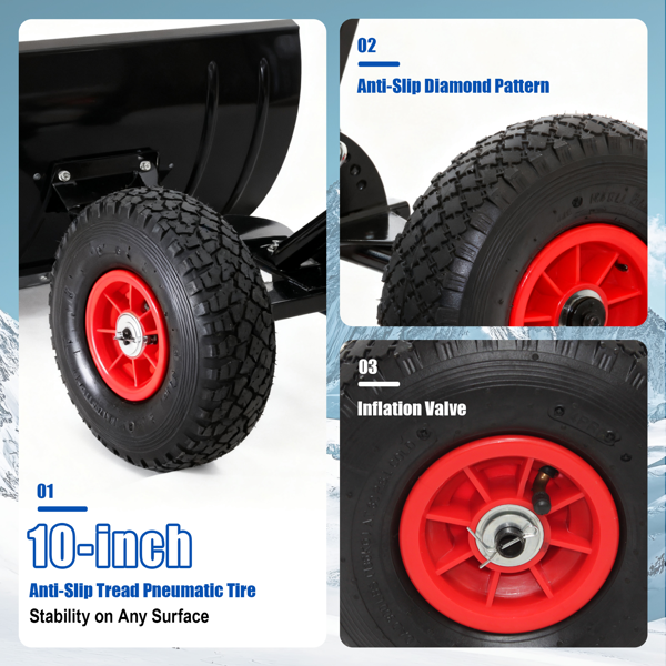 30英寸重型雪铲，带轮子，Garvee可调节角度和高度的人体工学手柄，适用于人行道和路面清理-7