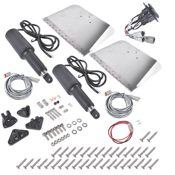 压浪板执行器 9"x12" Standard Trim Tab Kit 12V with Double Rocker Switch Fit for Boat 16-25ft 15101-104-5