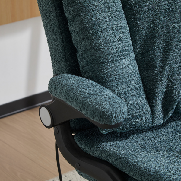 翻转式后背内置动态气囊腰靠十字交叉腿办公椅，宽座办公桌椅带翻转扶手与轮子，现代家用办公室梳妆台深绿色十字交叉腿椅-13