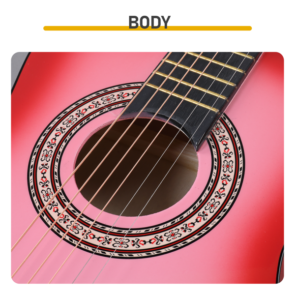 30寸 圆桶 椴木 原声 民谣吉他 罩光粉-13