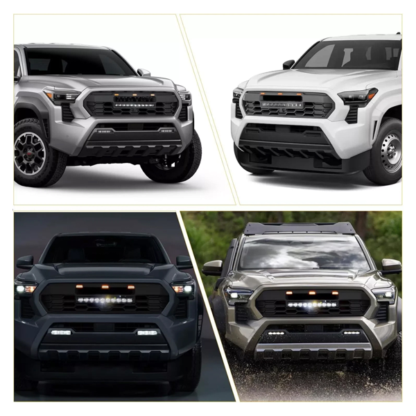 黑色前保险杠格栅，适用于丰田TACOMA 2024格栅，带LED和灯条Md-13