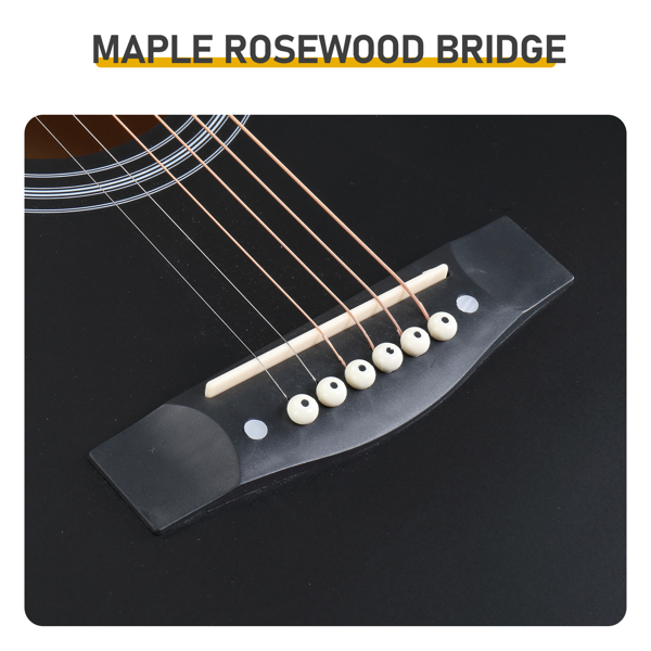 41寸 D桶缺角 椴木 原声 民谣吉他 哑光黑-10