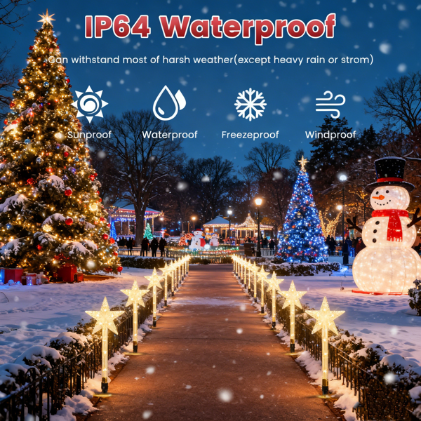 （自提可发加拿大，temu&tk下自提单）圣诞星光太阳能步道灯，8种模式防水户外装饰，营造浪漫节日氛围，是馈赠亲友的完美礼物-1