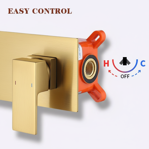 浴室水槽或浴缸的壁挂式水龙头，单柄2孔黄铜粗糙阀门，拉丝金【周末不发货，TK/TEMU订单仅支持自提】-6