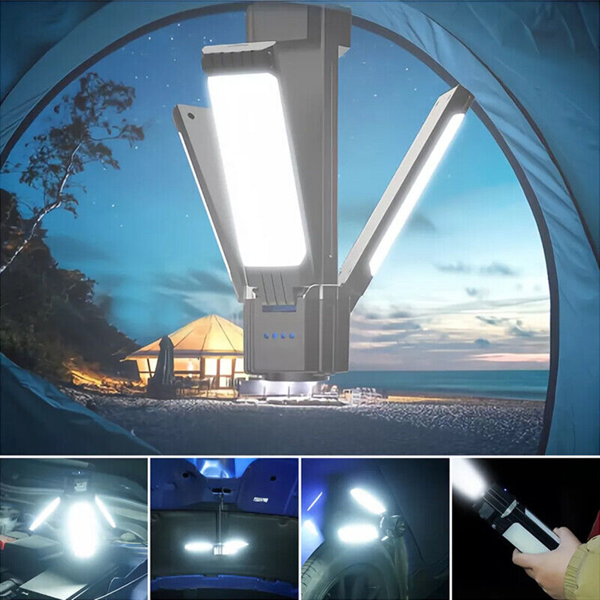 （2套）可充电可折叠LED野营灯户外野营徒步手电筒工作灯野营灯-11