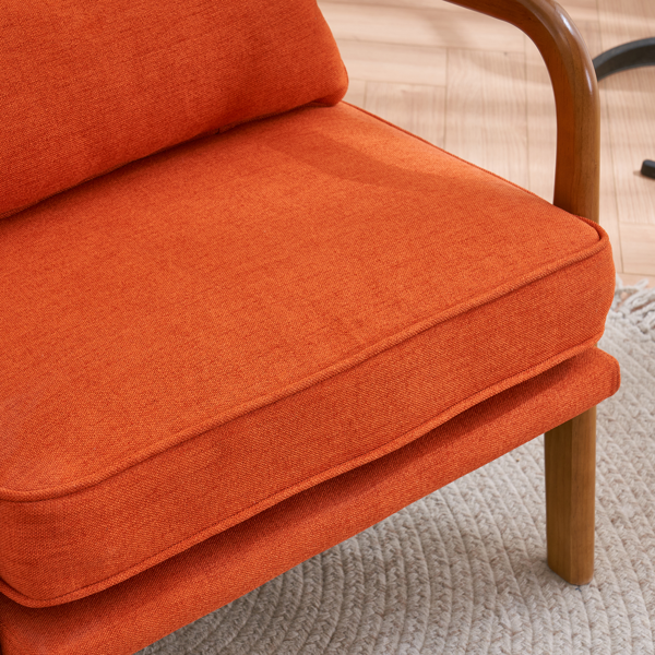 【同款编码：93084294】橡木扶手 单人休闲椅 橡木 软包 烧橙色 室内休闲椅-17