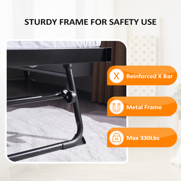 黑色 twin 带推拉床 带把手 铁床 DB0MBTL 沙发床-5