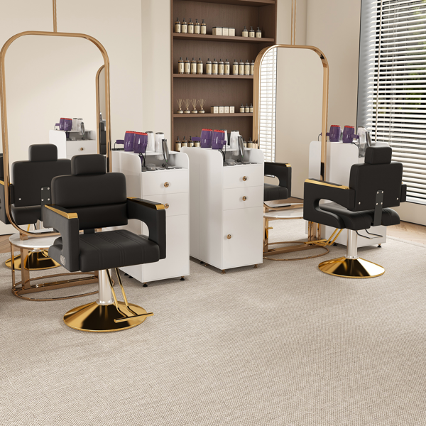 专业液压理发椅 - 360°旋转，高度可调，不锈钢扶手和可调节靠背，适用于沙龙和理发店-13