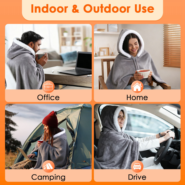 （自提可发加拿大，temu&tk下自提单）8区可穿戴加热毯 - 3档可调温度，59x31英寸柔软法兰绒面料，USB供电便携设计带口袋，可机洗的冬季温暖伴侣-5