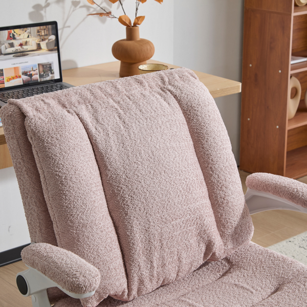 翻转式后背内置动态气囊腰靠十字交叉腿办公椅，宽座办公桌椅带翻转扶手与轮子，现代家用办公室梳妆台粉色十字交叉腿椅-21