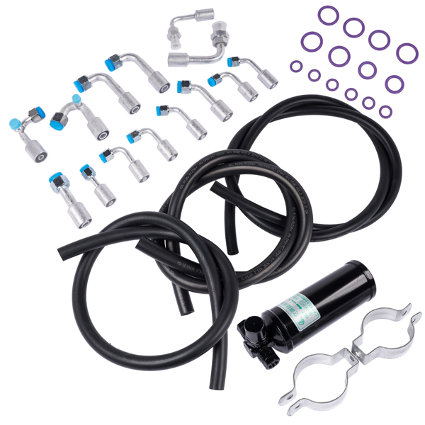 空调软管 Universal 134a Air Conditioning Hose Kit R-Ring & Fittings & Drier & AC Hose Kit-7