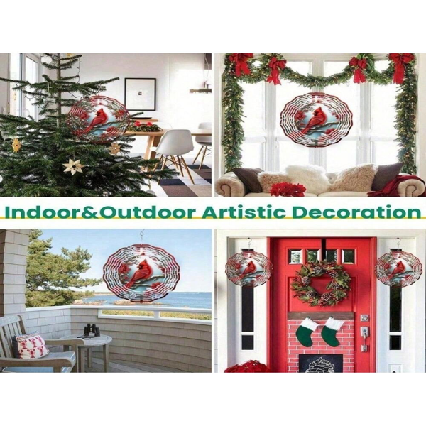 铁皮画红雀风铃旋转挂饰 户外金属花园装饰 圣诞感恩节庭院阳台挂件-4