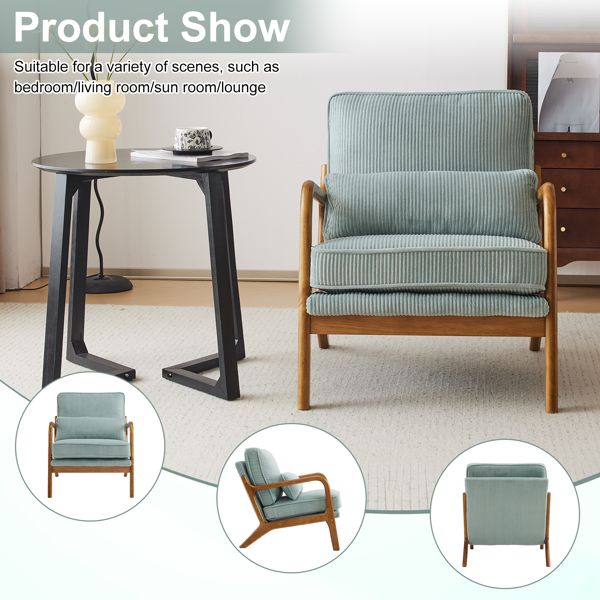 1pcs款 矮扶手椅 65*80*78cm 条绒 蓝绿色 室内休闲椅-4