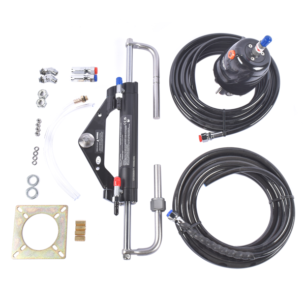 液压方向舵机套件 Hydraulic Outboard Steering System Kit 150HP Marine Outboard Steering 2x24ft Hose for Single-Engine Boats-2