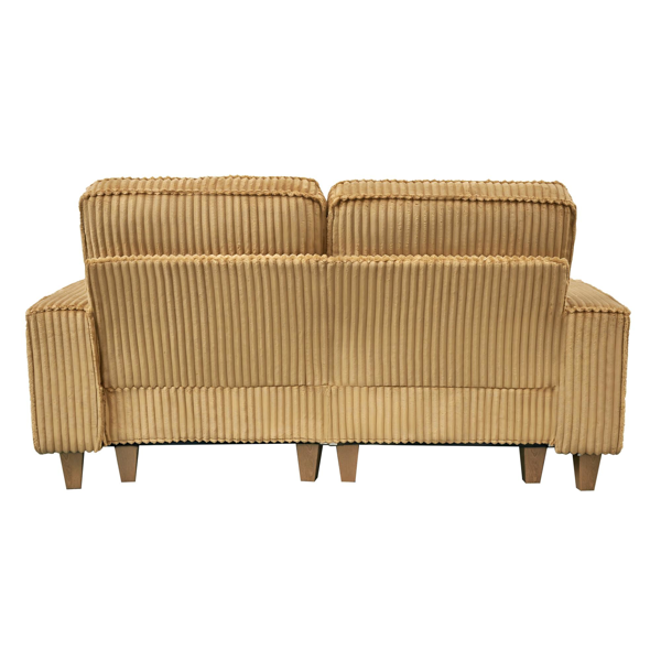 深座灯芯绒双人沙发，配拉丝不锈钢杯架及2个装饰靠枕，舒适客厅双人座沙发-6