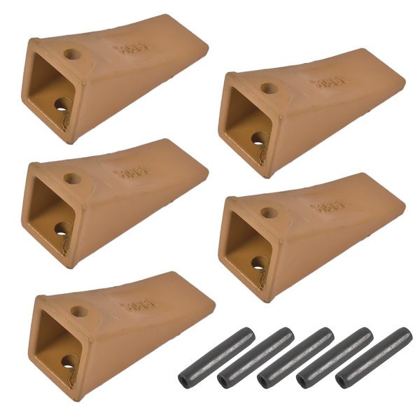 斗齿 Set of 5 X156L Long Bucket Teeth + P156 Roll Pins Fits for Skid Steer and Mini Excavators-10