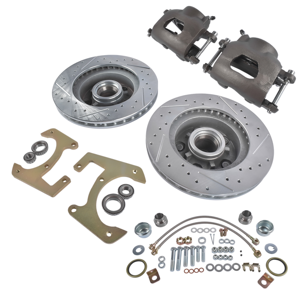 刹车盘套装 Disc Brake Kit Fit for Chevrolet GMC 3100 Base Half-Ton Pickup Truck Drilled/Slotted-5