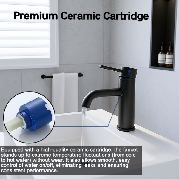 单柄浴室水龙头卫生间水龙头不锈钢单孔T10，哑光黑色【周末不发货，TK/TEMU订单仅支持自提】-5