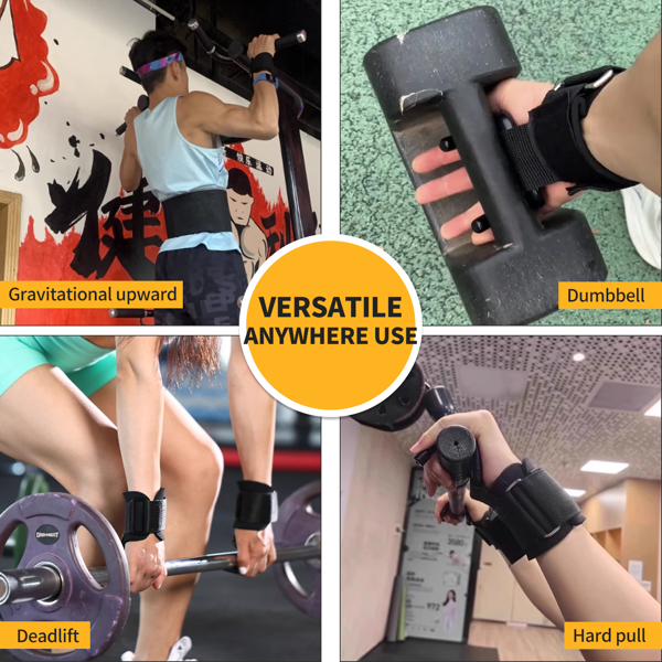 男女举重挂钩（一对），330 磅重型健身房举重腕带挂钩，适用于硬拉、引体向上、力量训练，0.4 英寸握力青少年举重挂钩-4