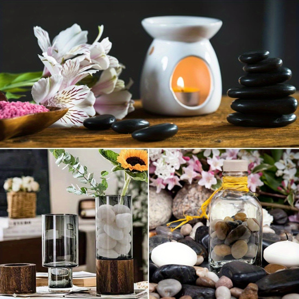 园林户外景观石头、庭院，人行道石头,植物盆景石头、花瓶、工艺品石头 1-3 英寸,38磅(黑色)-6