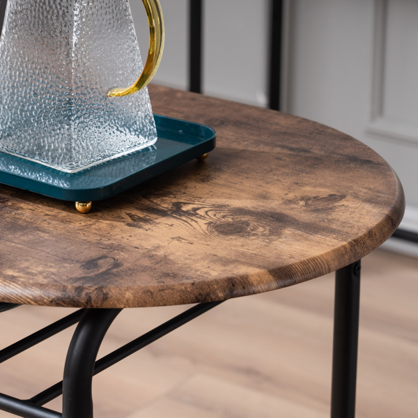 拆装 密度板 铁 火烧木色 黑色烤漆 餐桌椅套装 1桌2椅 椭圆桌面-7