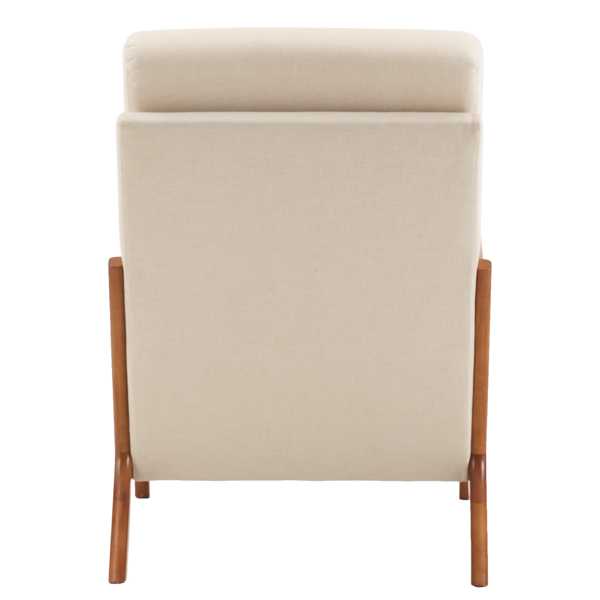 全拆 实木扶手 高背 靠背铁架麻布 米白色 室内休闲椅-9