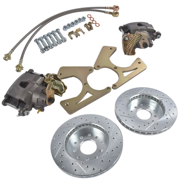 刹车盘套装 Rear Disc Brake Kit w/ E-Brake Fit for GM 10 & 12 Bolt Bolt-On Buick Skylark Chevy Chevelle Nova/Chevy II El Camino Olds 442 Cutlass Pontiac GTO LeMans Tempest 91031924-6