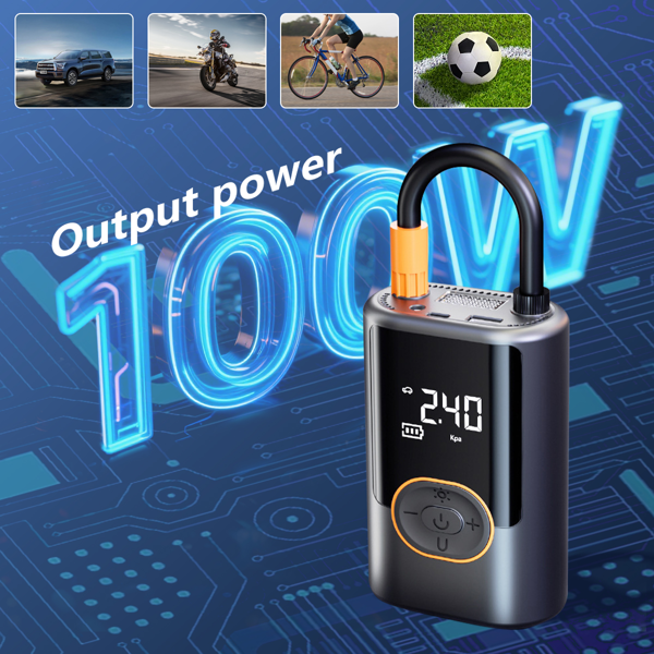 便携式大屏幕全触摸屏汽车气泵无线轮胎充气泵汽车/摩托车/自行车/球用充气机空气压缩机泵-11