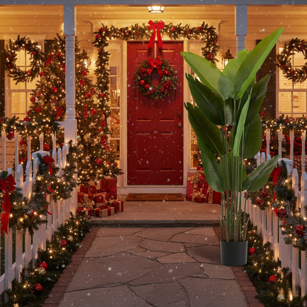 2件套5.2英尺高盆栽人造植物仿真热带棕榈树极乐鸟植物室内外家居办公室花园装饰 FBA发货-11