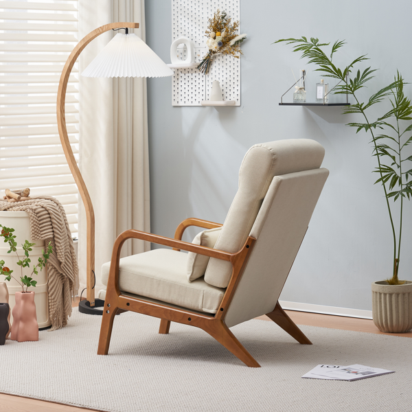 全拆 实木扶手 高背 靠背铁架麻布 米白色 室内休闲椅-23