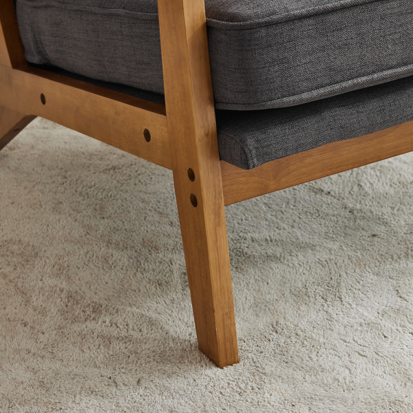 橡木扶手 单人休闲椅 橡木 软包 棉麻 深灰色 室内休闲椅-16