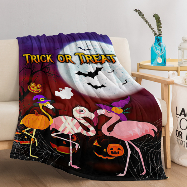 自产法莱绒毛毯 万圣火烈鸟 150X200cm （temu仅可自提）-9