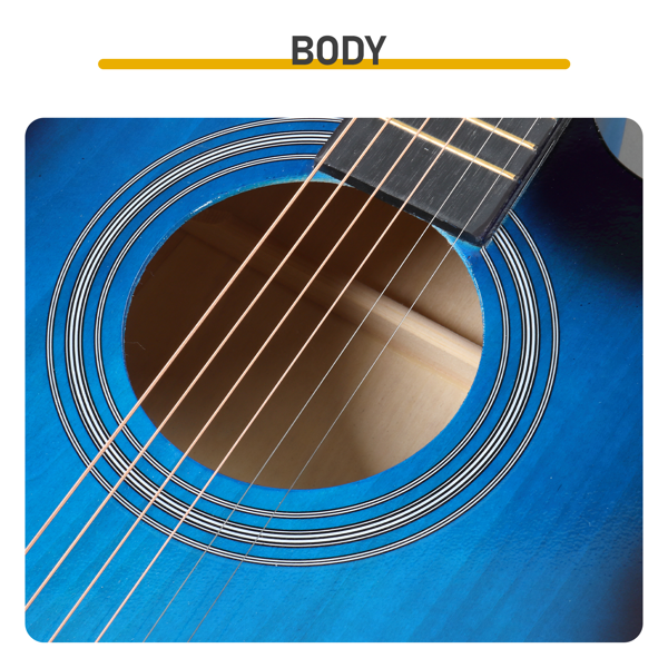 41寸 D桶缺角 椴木 原声 民谣吉他 罩光蓝-11