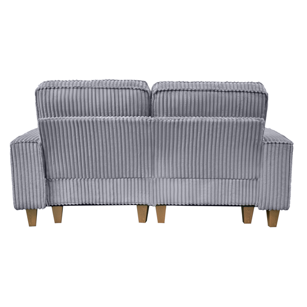 深座灯芯绒双人沙发，配拉丝不锈钢杯架及2个装饰靠枕，舒适客厅双人座沙发-6