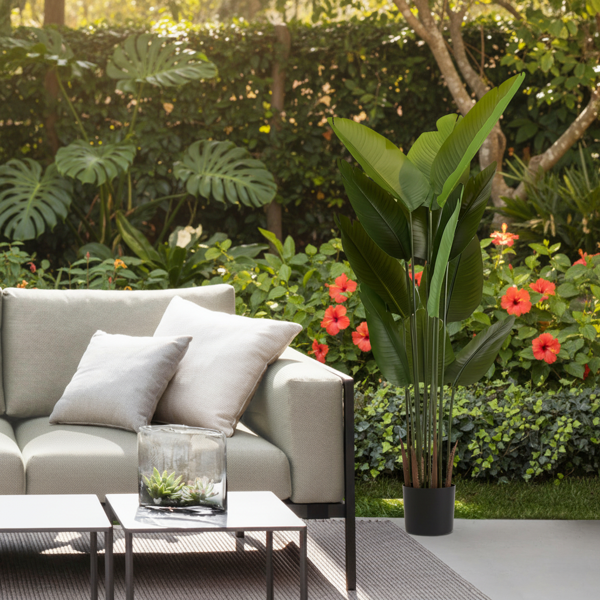 2件套5.2英尺高盆栽人造植物仿真热带棕榈树极乐鸟植物室内外家居办公室花园装饰 FBA发货-8