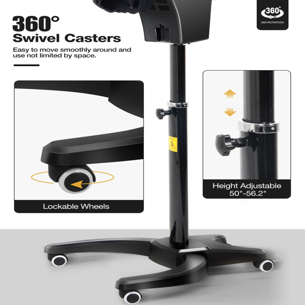 深层护理发蒸器，配备七色灯光与臭氧功能，微雾头皮保湿蒸汽仪，适用于天然/黑发护理，带可调温度，理发师专用-2