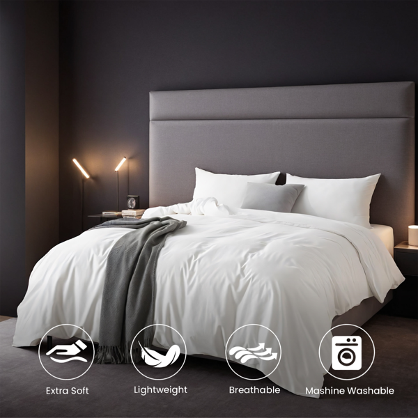 纯色白色大码被套套装，包含一只被套两只枕套，超细纤维透气柔软优质高品质，波西米亚风格，单人双人被套，轻奢酒店简约卧室民宿通用，圣诞节礼物-2