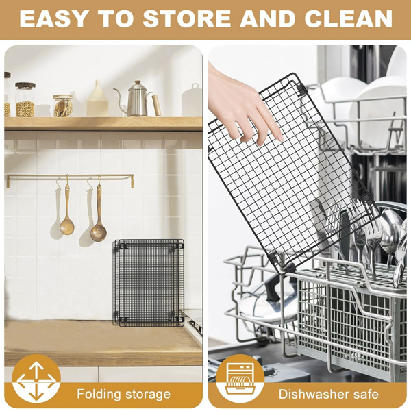 3层可堆叠金属丝冷却架套装 不粘、适用于冷却饼干、披萨、蛋糕、烘焙纸 100 件、烤肉和烹饪 - 易清洁、耐用厨房必备品-6