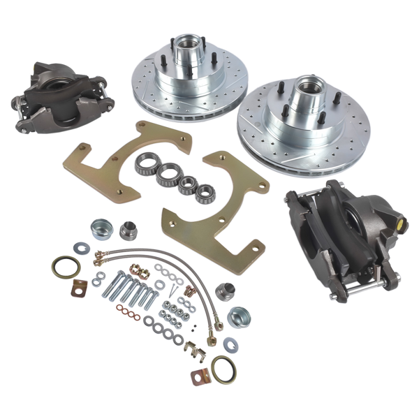 刹车盘套装 Disc Brake Kit Fit for Chevrolet GMC 3100 Base Half-Ton Pickup Truck Drilled/Slotted-3